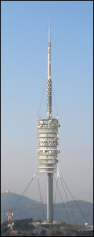 Detalle de la torre de Collserola. Donde estan instaladas las antenas de la Red WiFi.